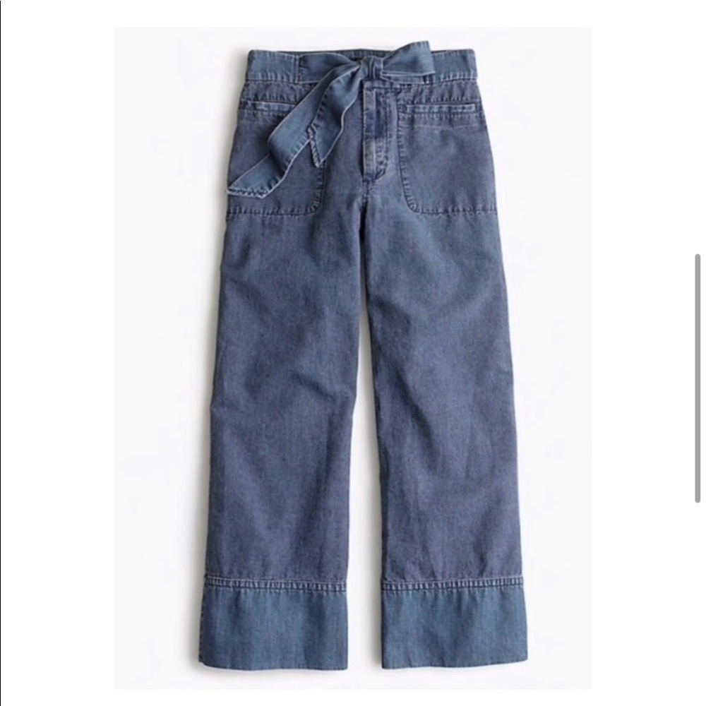 J. Crew Cropped Chambray Jeans with Tie